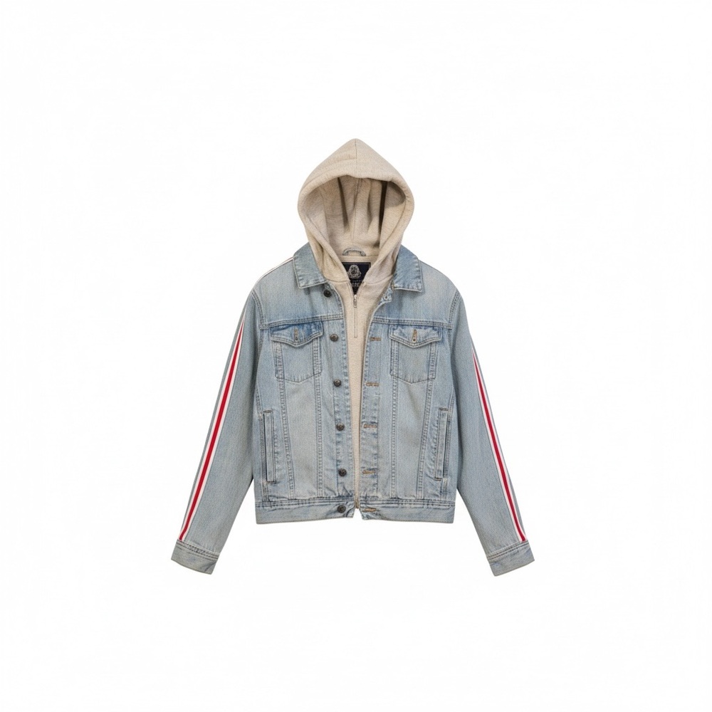 American Rag Light Blue Jean Jacket with Hood